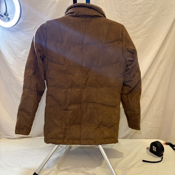 LL Bean Jacket Women’s S Goose Down Faux Suede Lined Sherpa Lined Collar Quilted - Picture 2 of 7
